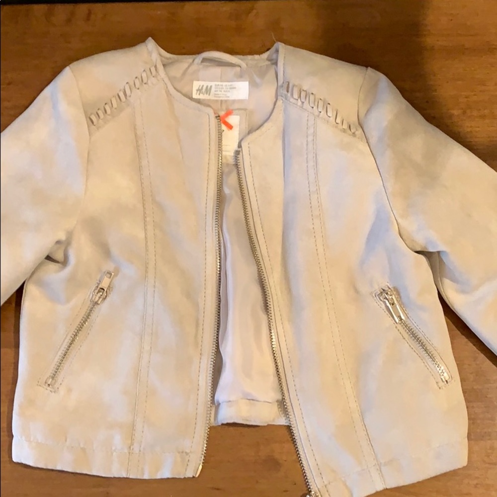 H&M tan cream girls jacket suede 5-6Y